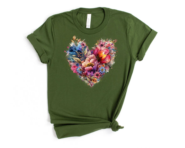 Vintage Floral Heart Graphic Tee