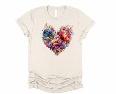 Vintage Floral Heart Graphic Tee