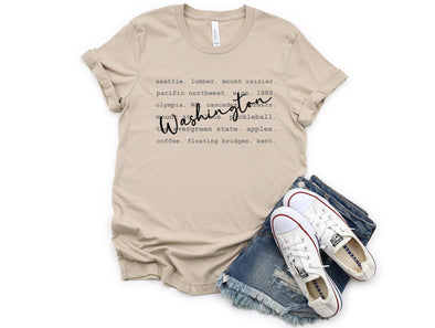 Washington Typography Graphic Tee and Sweatshirt