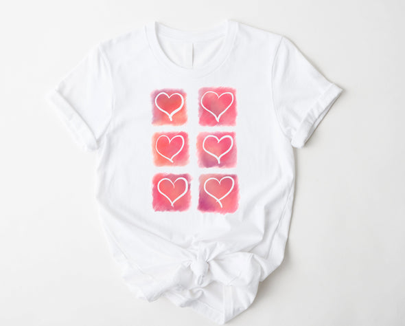 Watercolor Hearts Graphic Tee and Sweatshirt
