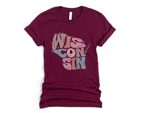 Pastel Wisconsin Graphic Tee and Sweatshirt