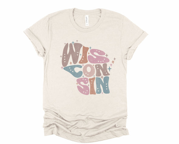 Pastel Wisconsin Graphic Tee and Sweatshirt