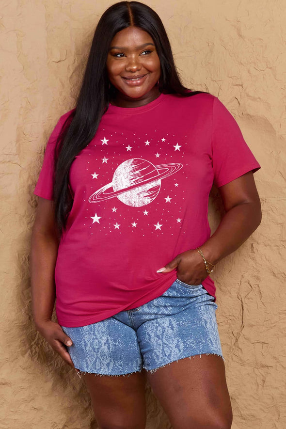 Simply Love Planet Graphic Cotton T-Shirt