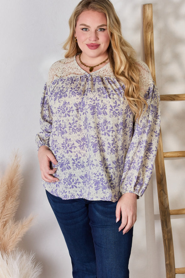 Hailey & Co Lace Detail Printed Blouse