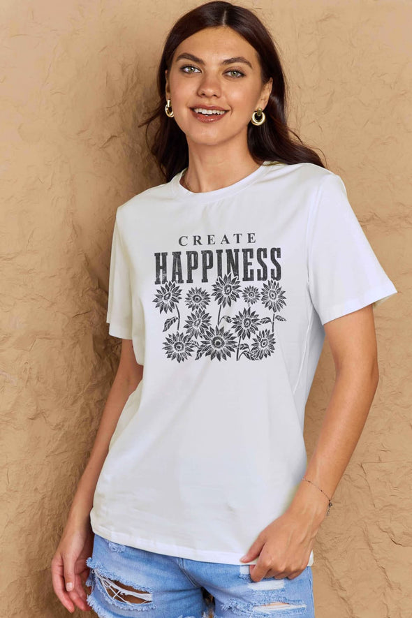 Simply Love CREATE HAPPINESS Graphic Cotton T-Shirt