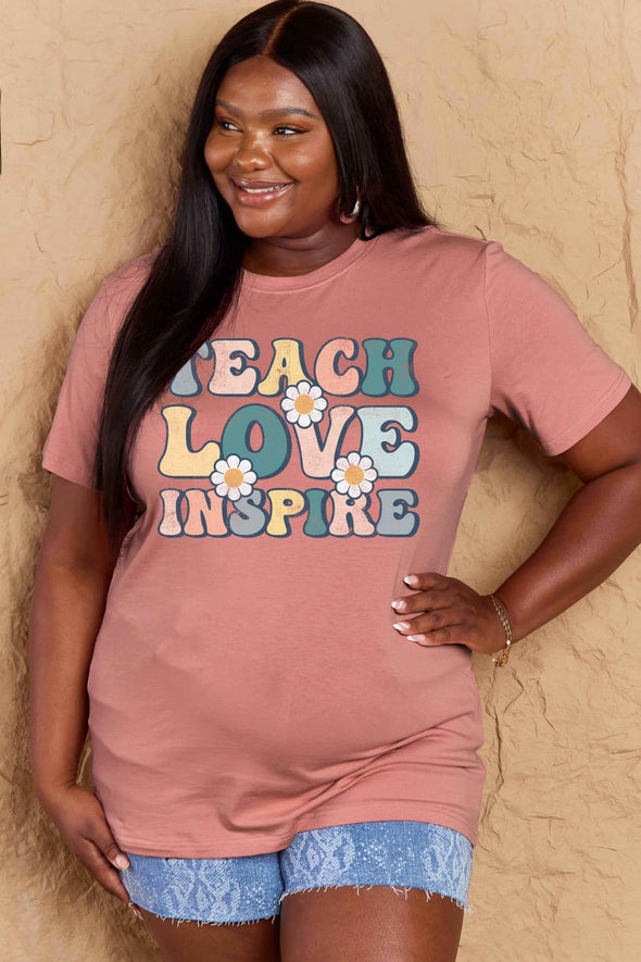 Simply Love TEACH LOVE INSPIRE Graphic Cotton T-Shirt