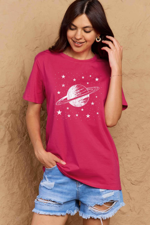 Simply Love Planet Graphic Cotton T-Shirt