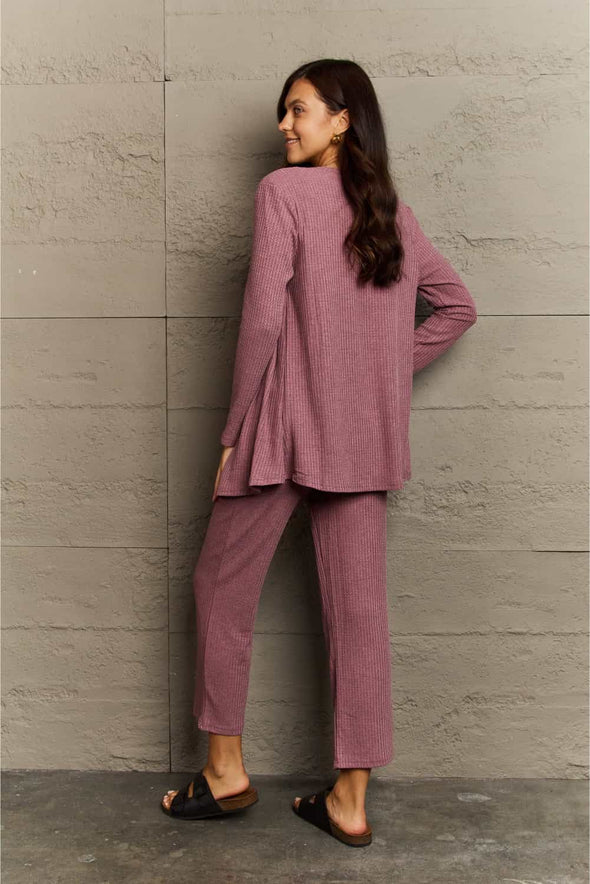 Ninexis Cropped Top, Long Pants and Cardigan Lounge Set