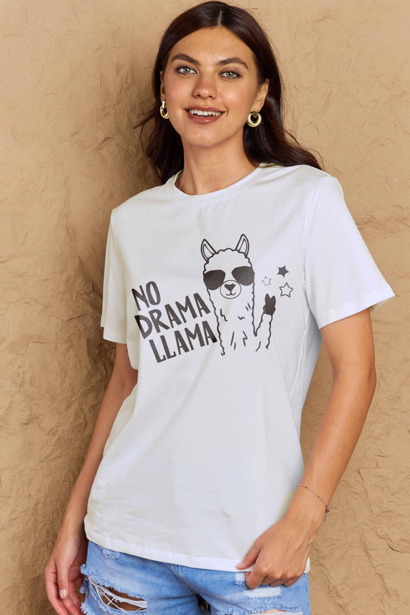 Simply Love NO DRAMA LLAMA Graphic Cotton Tee