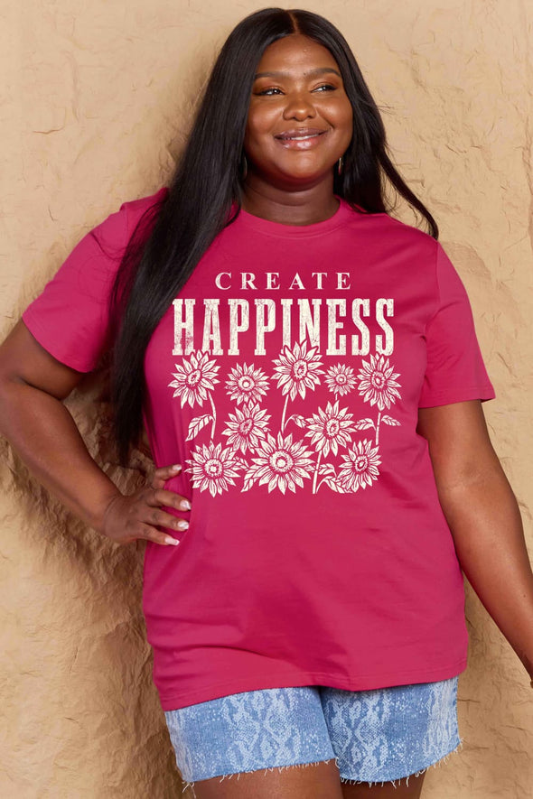 Simply Love CREATE HAPPINESS Graphic Cotton T-Shirt