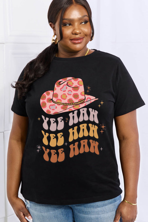 Simply Love YEE HAH YEE HAH YEE HAH Graphic Cotton Tee