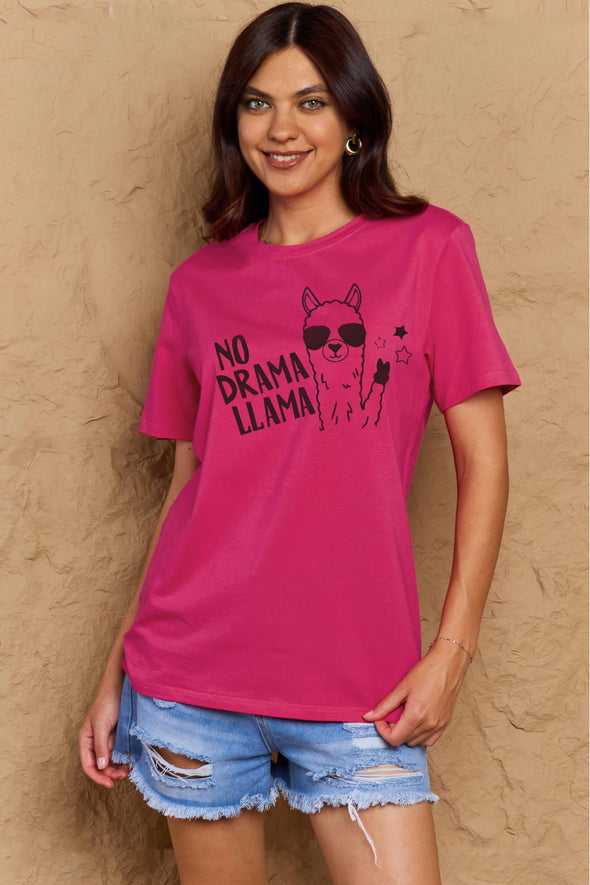 Simply Love NO DRAMA LLAMA Graphic Cotton Tee