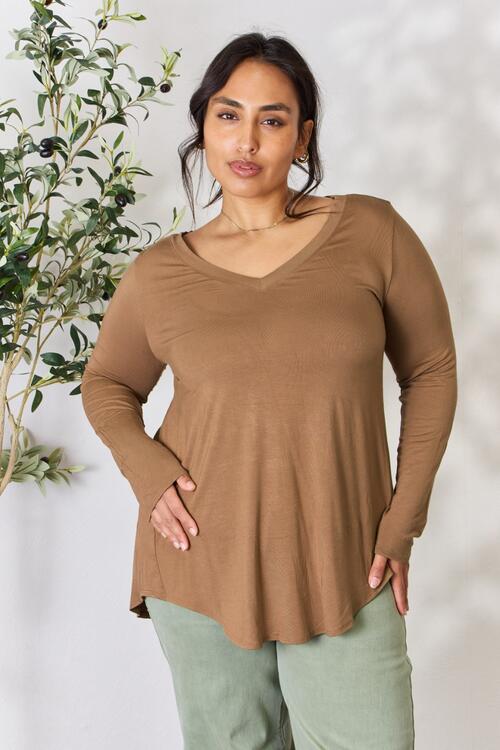 Zenana Long Sleeve V-Neck Top