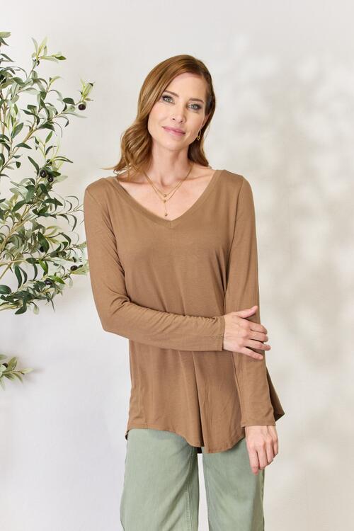 Zenana Long Sleeve V-Neck Top