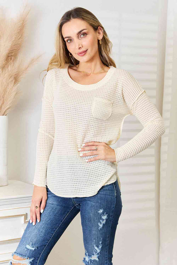 Culture Code Scoop Neck Patch Pocket Top