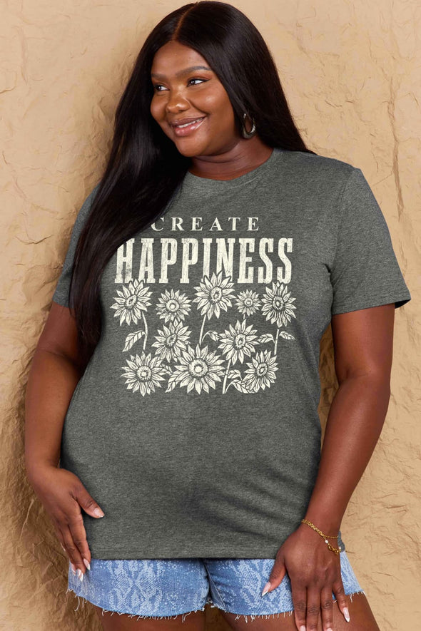 Simply Love CREATE HAPPINESS Graphic Cotton T-Shirt