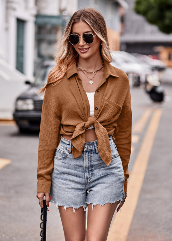 Textured Dropped Shoulder Longline Shirt