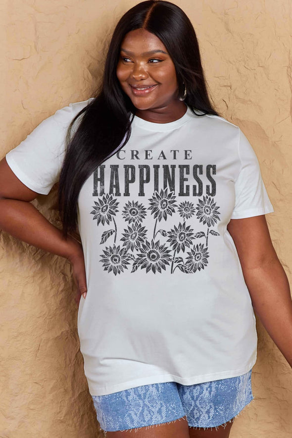 Simply Love CREATE HAPPINESS Graphic Cotton T-Shirt