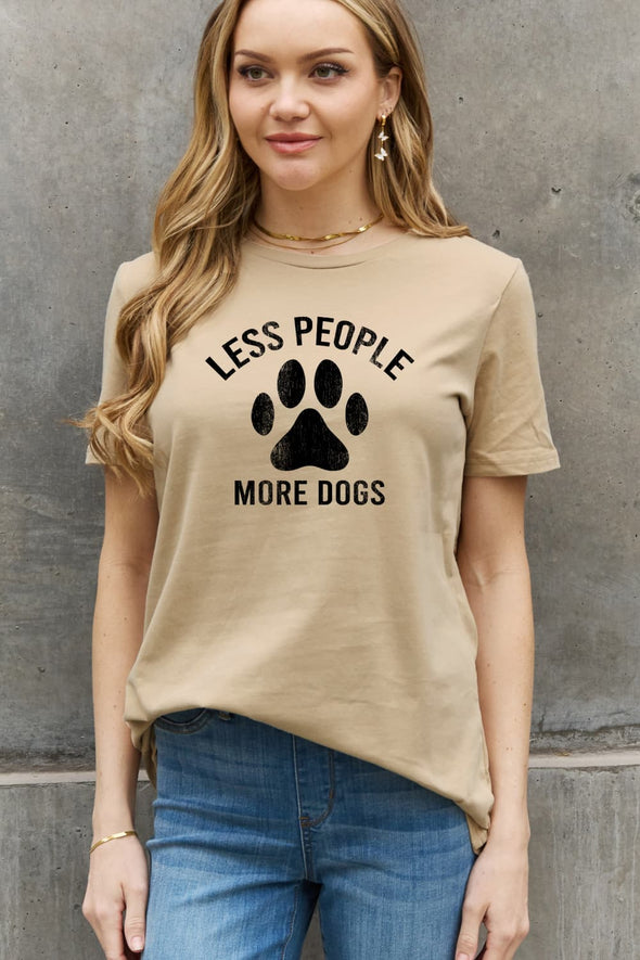 Simply Love LESS PEOPLE MORE DOGS Graphic Cotton Tee