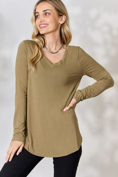 Zenana V-Neck Long Sleeve T-Shirt