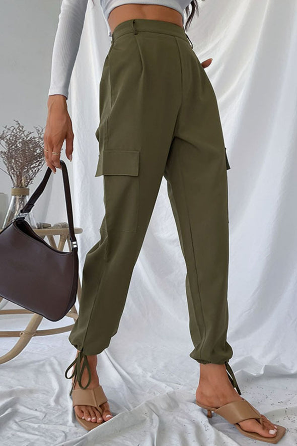 Drawstring Ankle Cargo Pants Army Green