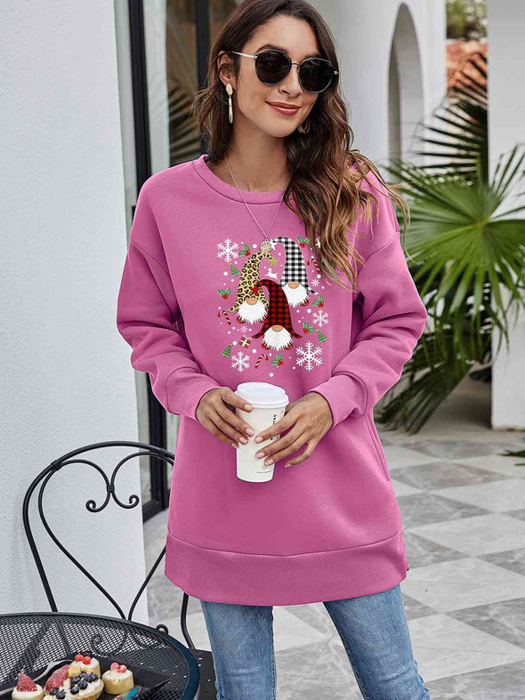 Graphic Round Neck Dropped Shoulder Sweatshirt