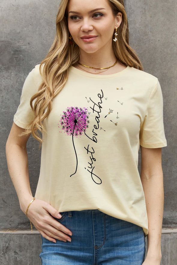 Simply Love JUST BREATHE Graphic Cotton Tee