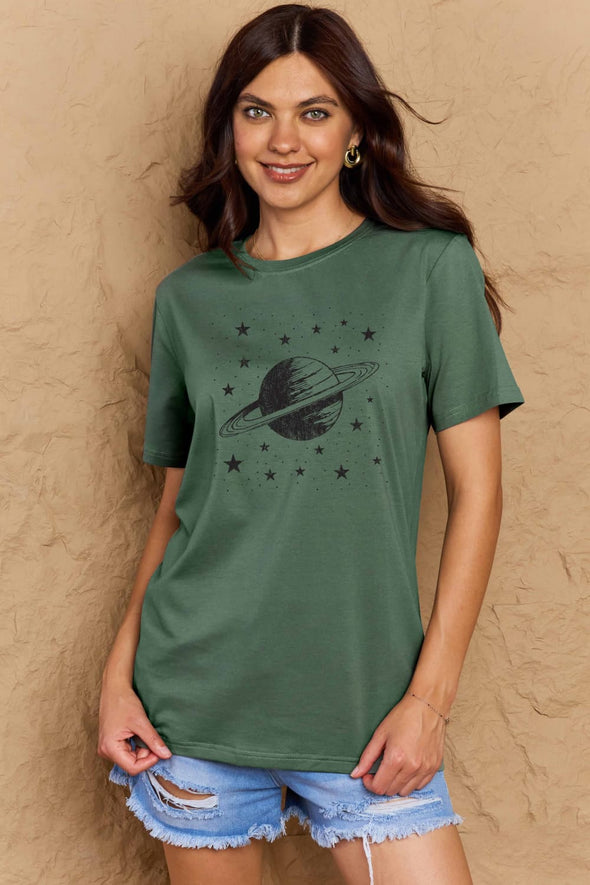 Simply Love Planet Graphic Cotton T-Shirt