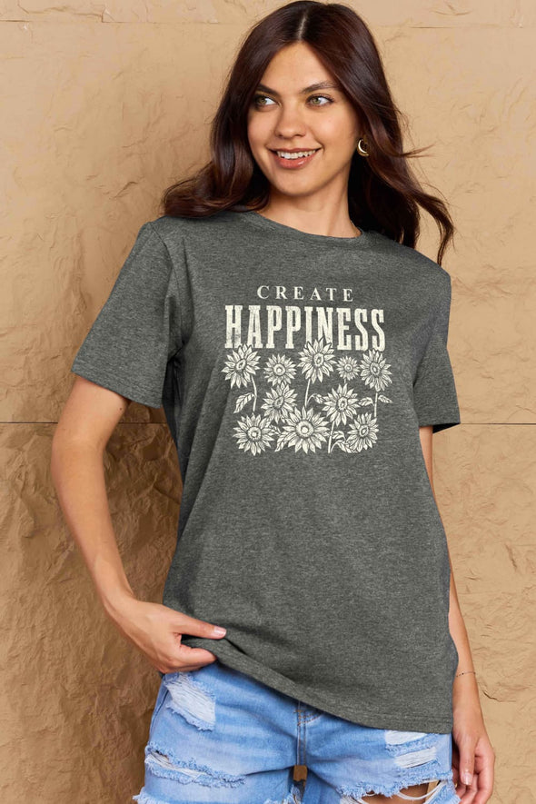 Simply Love CREATE HAPPINESS Graphic Cotton T-Shirt