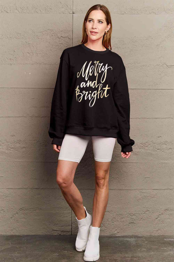 Simply Love MERRY AND BRIGHT Graphic Sweatshirt