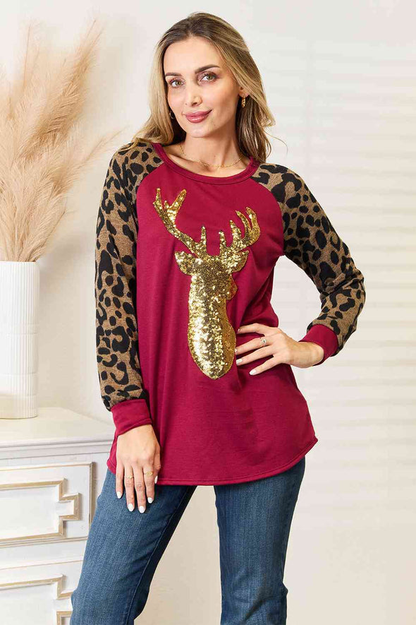 Heimish Animal Print Reindeer Top