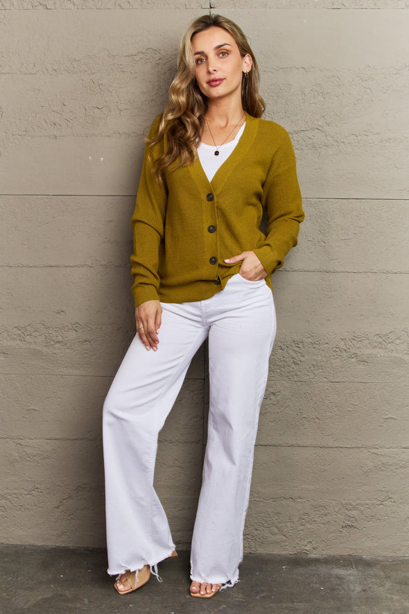 Zenana Kiss Me Tonight Button Down Cardigan in Chartreuse