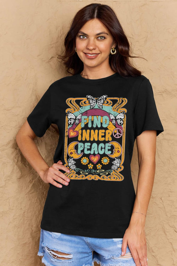 Simply Love FIND INNER PEACE Graphic Cotton T-Shirt