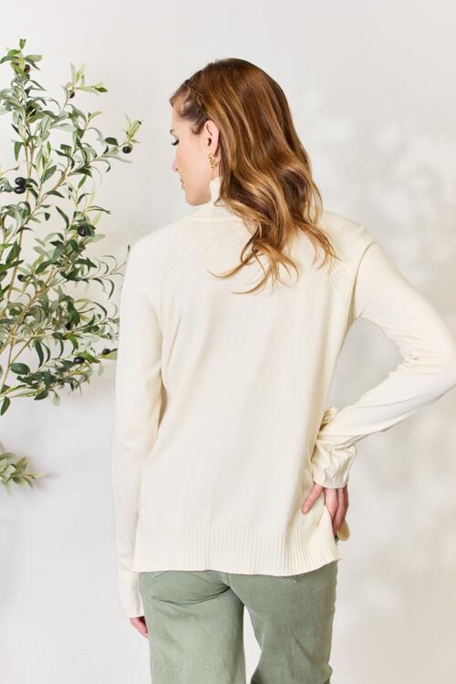 Heimish Ribbed Bow Detail Long Sleeve Turtleneck Knit Top