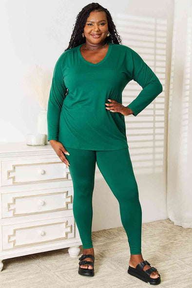 Zenana Lazy Days Long Sleeve Top and Leggings Set