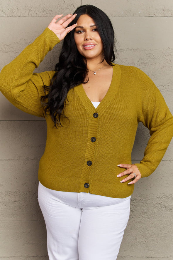 Zenana Kiss Me Tonight Button Down Cardigan in Chartreuse