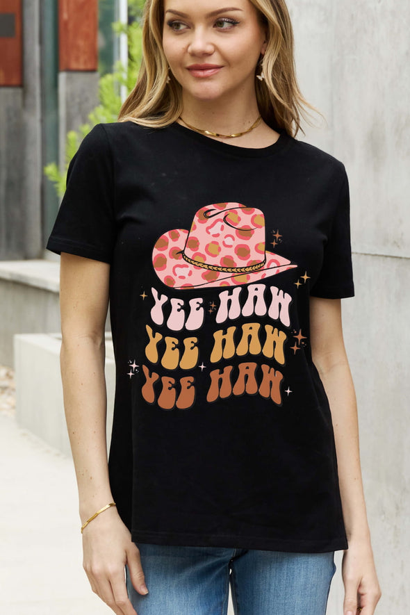 Simply Love YEE HAH YEE HAH YEE HAH Graphic Cotton Tee