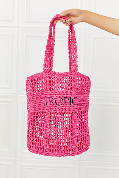 Fame Tropic Babe Straw Tote Bag Hot Pink