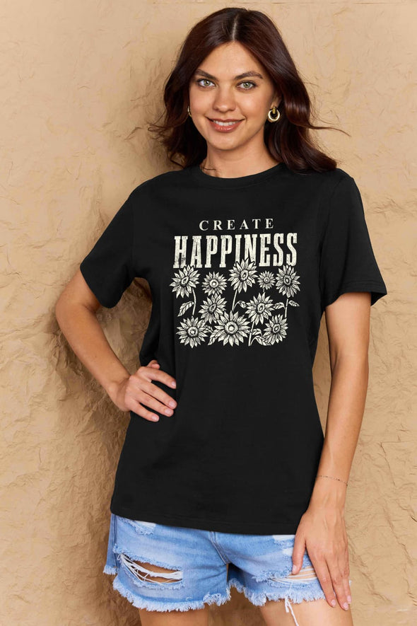 Simply Love CREATE HAPPINESS Graphic Cotton T-Shirt