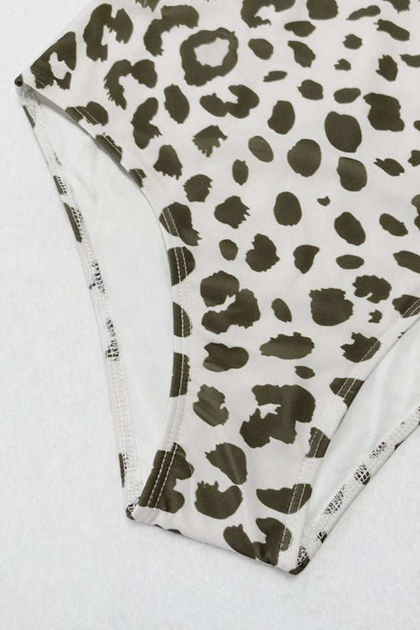 Leopard Print Cutout Lined One Piece Swimsuit