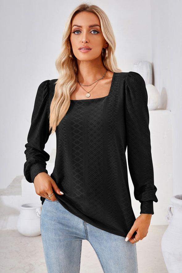 Square Neck Puff Sleeve Blouse