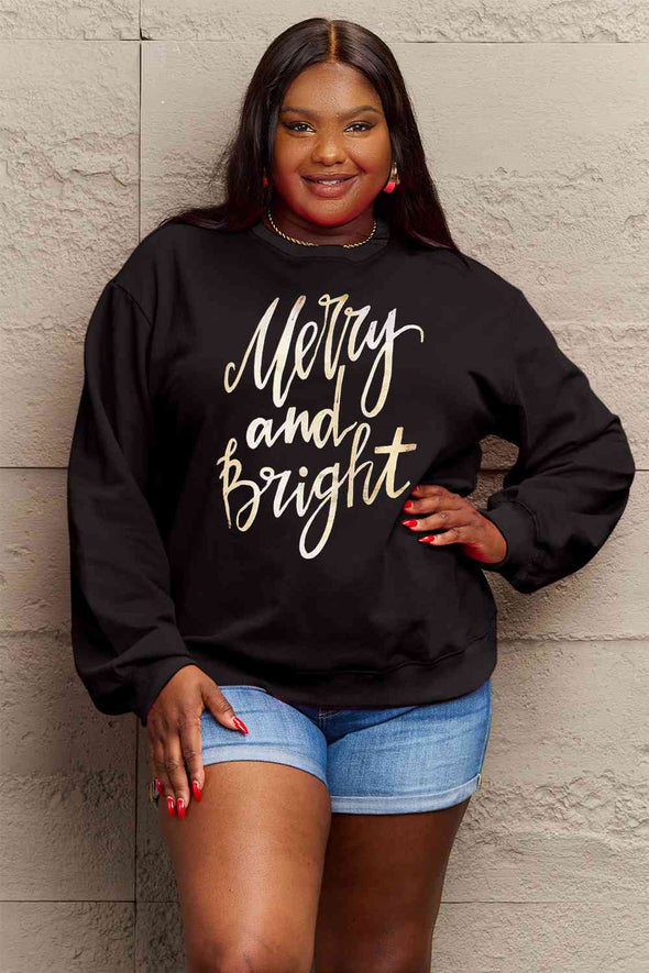 Simply Love MERRY AND BRIGHT Graphic Sweatshirt