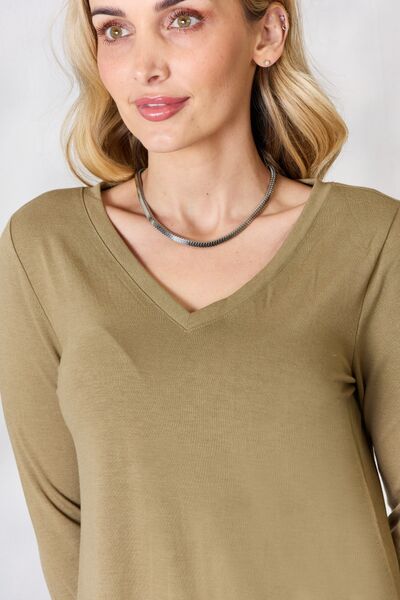 Zenana V-Neck Long Sleeve T-Shirt