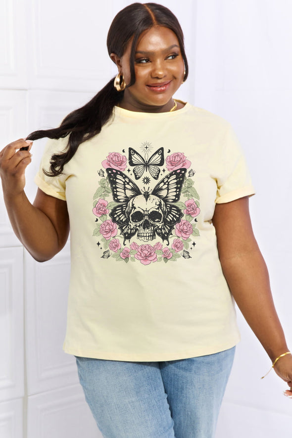 Simply Love Skull & Butterfly Graphic Cotton Tee