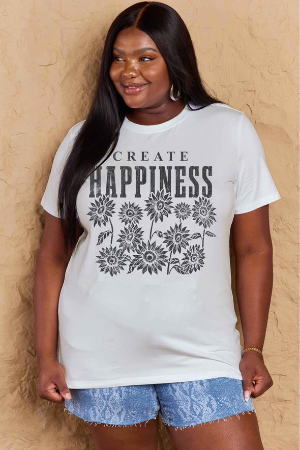 Simply Love CREATE HAPPINESS Graphic Cotton T-Shirt