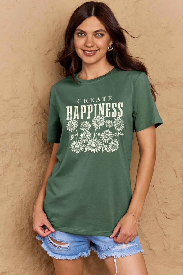 Simply Love CREATE HAPPINESS Graphic Cotton T-Shirt