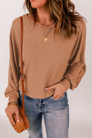 Round Neck Ribbed Top Ochre