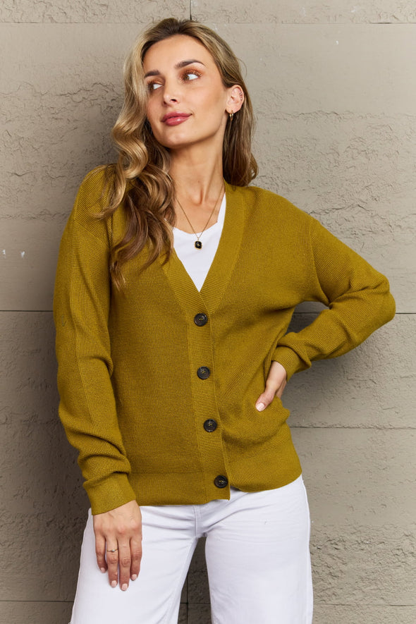 Zenana Kiss Me Tonight Button Down Cardigan in Chartreuse