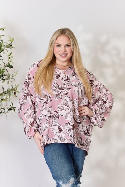 Heimish Floral V-Neck Balloon Sleeve Blouse