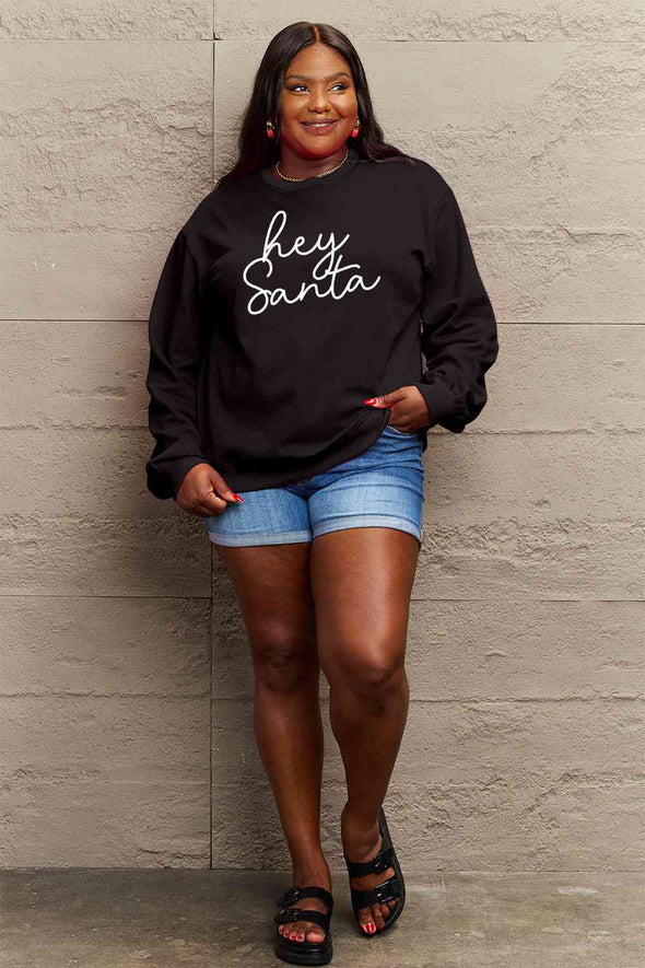 Simply Love HEY SANTA Graphic Sweatshirt